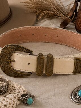 Vintage 1980s Streets Ahead Shell Leather Western Belt Size L